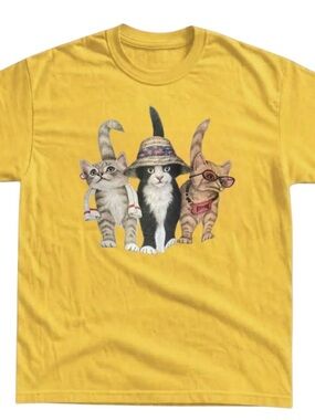 Yellow Cats Graphic Tee, Pet Lover T-Shirt